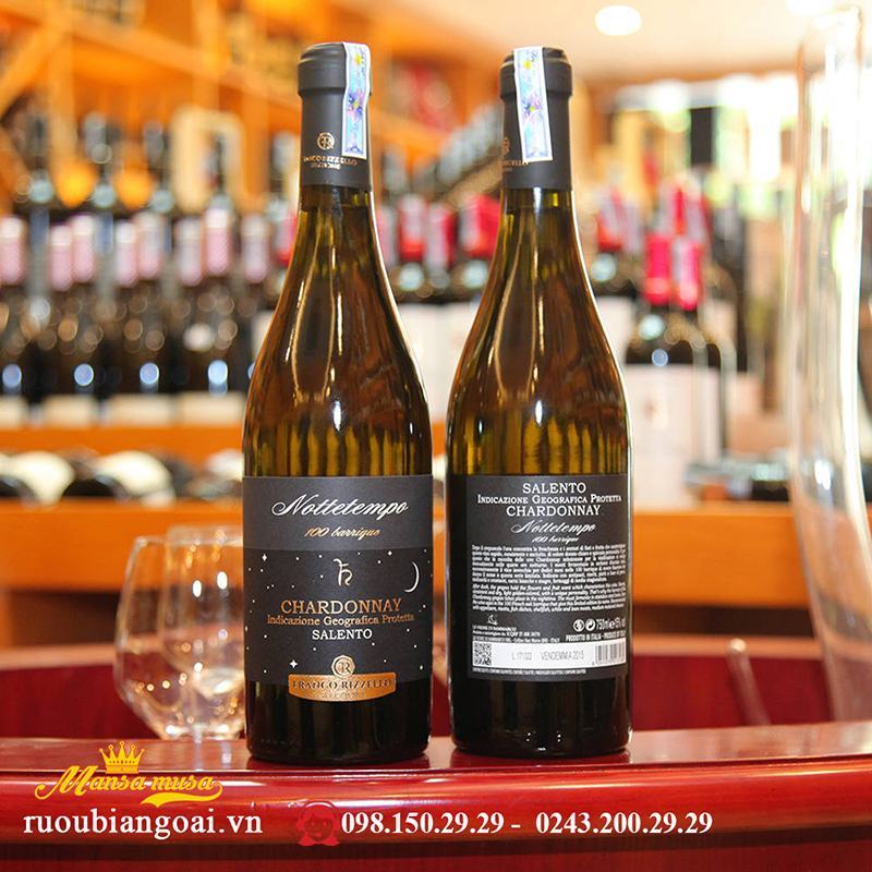 Rượu vang Nottetempo 100% Barrique Chardonnay Salento 750ml (13.5%)