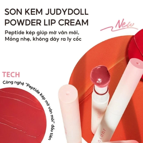 Son kem lì Judydoll Matte Lip Cream 1.8g đầu bông dặm mềm mịn lâu trôi