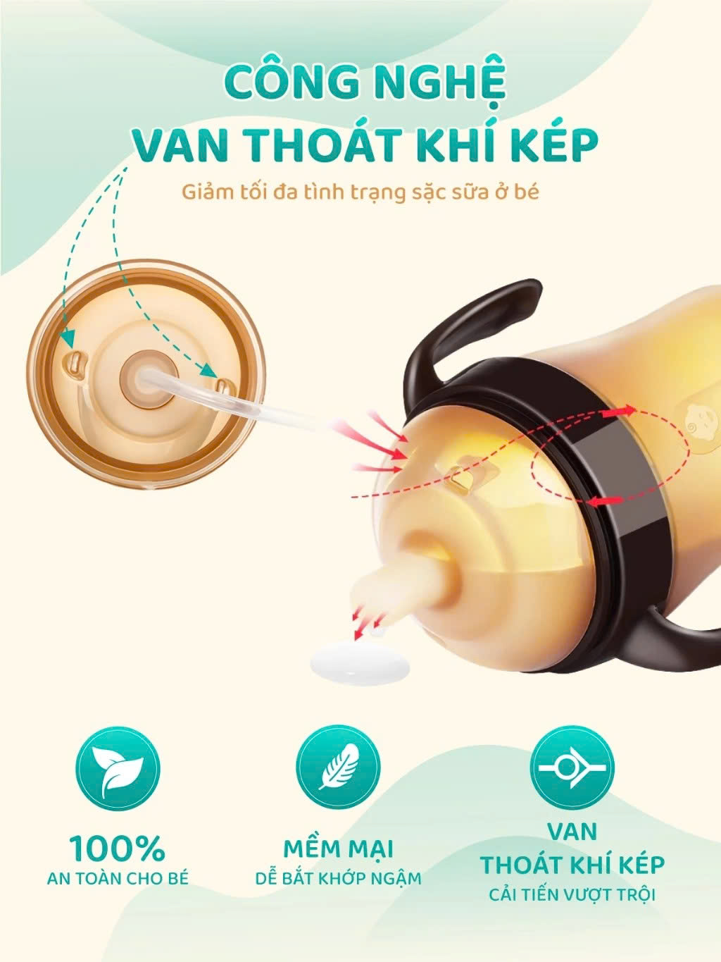 Bình Sữa Kamidi Silicone Nâu