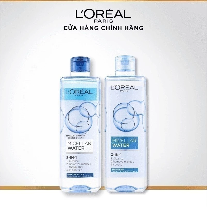 Bộ 2 nuớc tẩy trang đa năng 3in1 L'Oreal Paris Micellar Water 400ml x 2