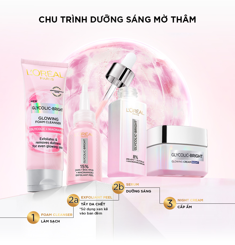 Bộ 2 Serum siêu cấp ẩm Hyaluronic Acid 1.5% 30ml & Glycolic Melasyl 8% dưỡng sáng da, mờ thâm mụn nám Loreal Paris