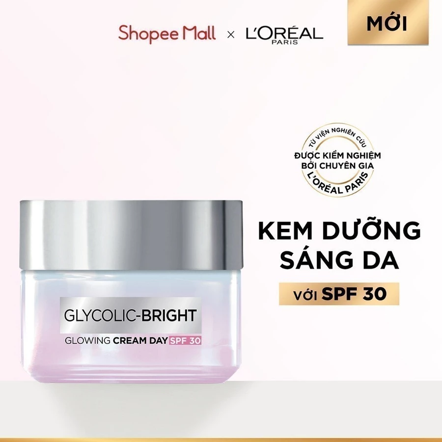 Kem ngày dưỡng sáng mờ thâm nám L'Oreal Paris Glycolic (AHA) Bright SPF 30 50ml