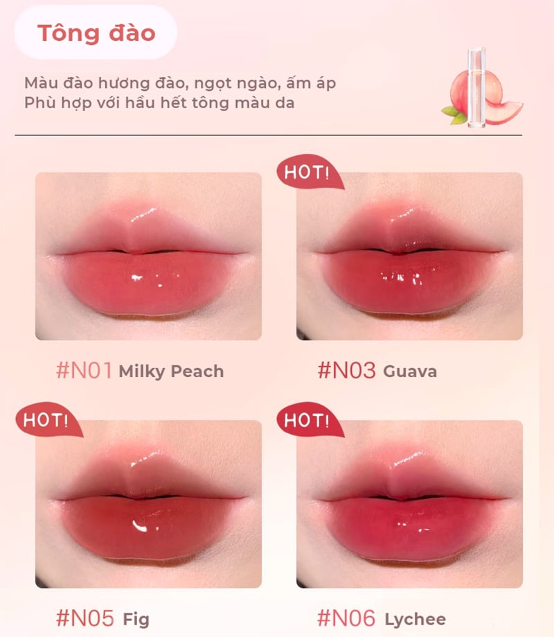 Son môi màu Judydoll Iced Tea Watery Lip Gloss 2.4g