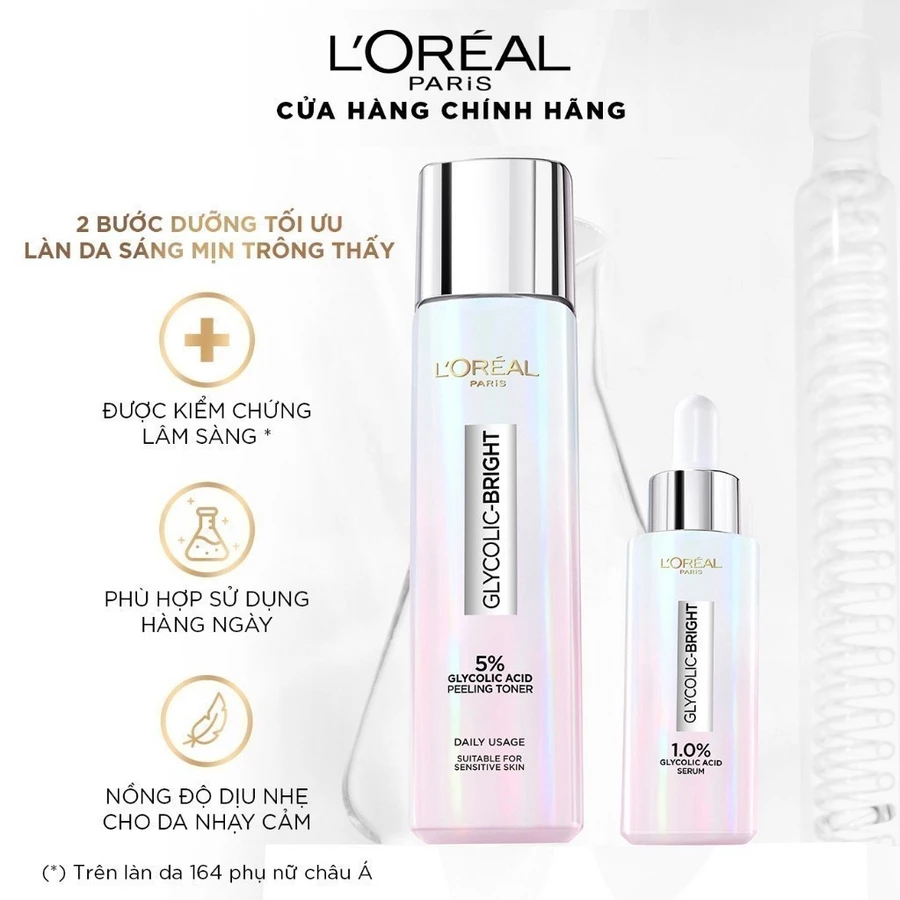 Nước Dưỡng Thúc Đẩy Tái Tạo Da, Làn Da Trông Sáng Và Căng Mịn L’Oreal Paris Glycolic Bright Peeling Toner 128Ml