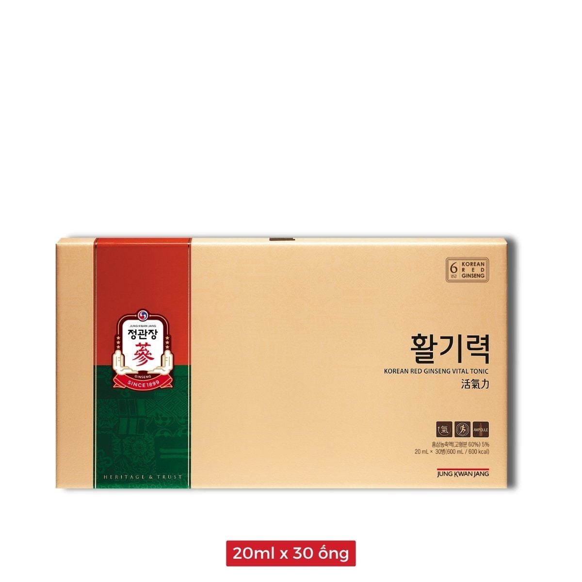 Nước Uống Hồng Sâm KGC Jung Kwan Jang Vital Tonic (Hwal Gi Ruk) (20ml x 30 Ống)