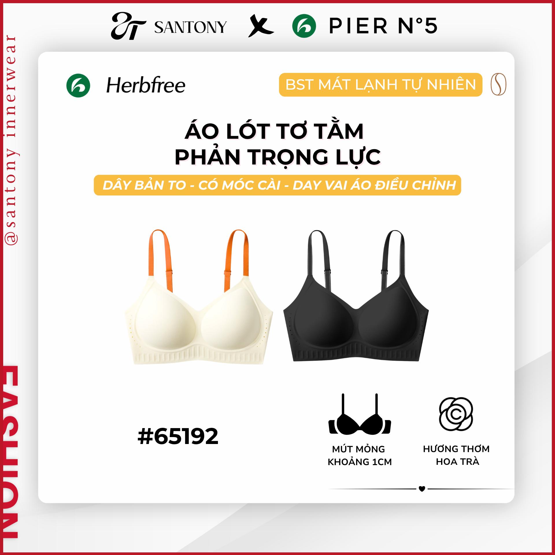 PIER N°5 - HERBFREE - Áo Ngực Không Gọng, 3 Móc Cài, Thảo Mộc Hương Hoa Trà – Mút Lỗ Thoáng Khí, Form Giọt Nước - 65192