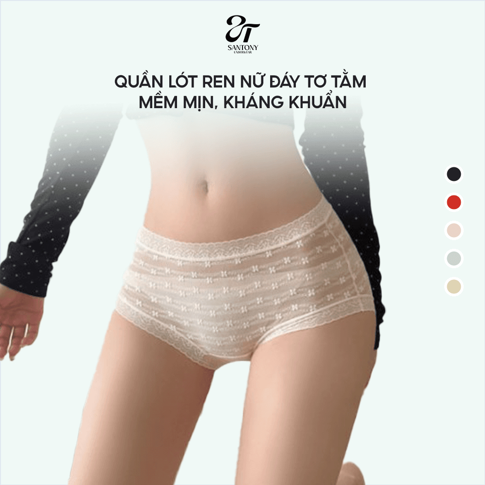 Quần Lót Nữ Đáy Tơ Tằm Mềm Mịn, Kháng Khuẩn, Thoáng Khí, Vải Ren Quyến Rũ, Mỏng Nhẹ Như Mây - 2683