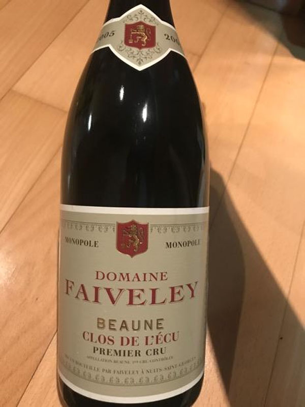 Rượu domaine faiveley “clos de l’ecu” beaune premier cru monopole 2022