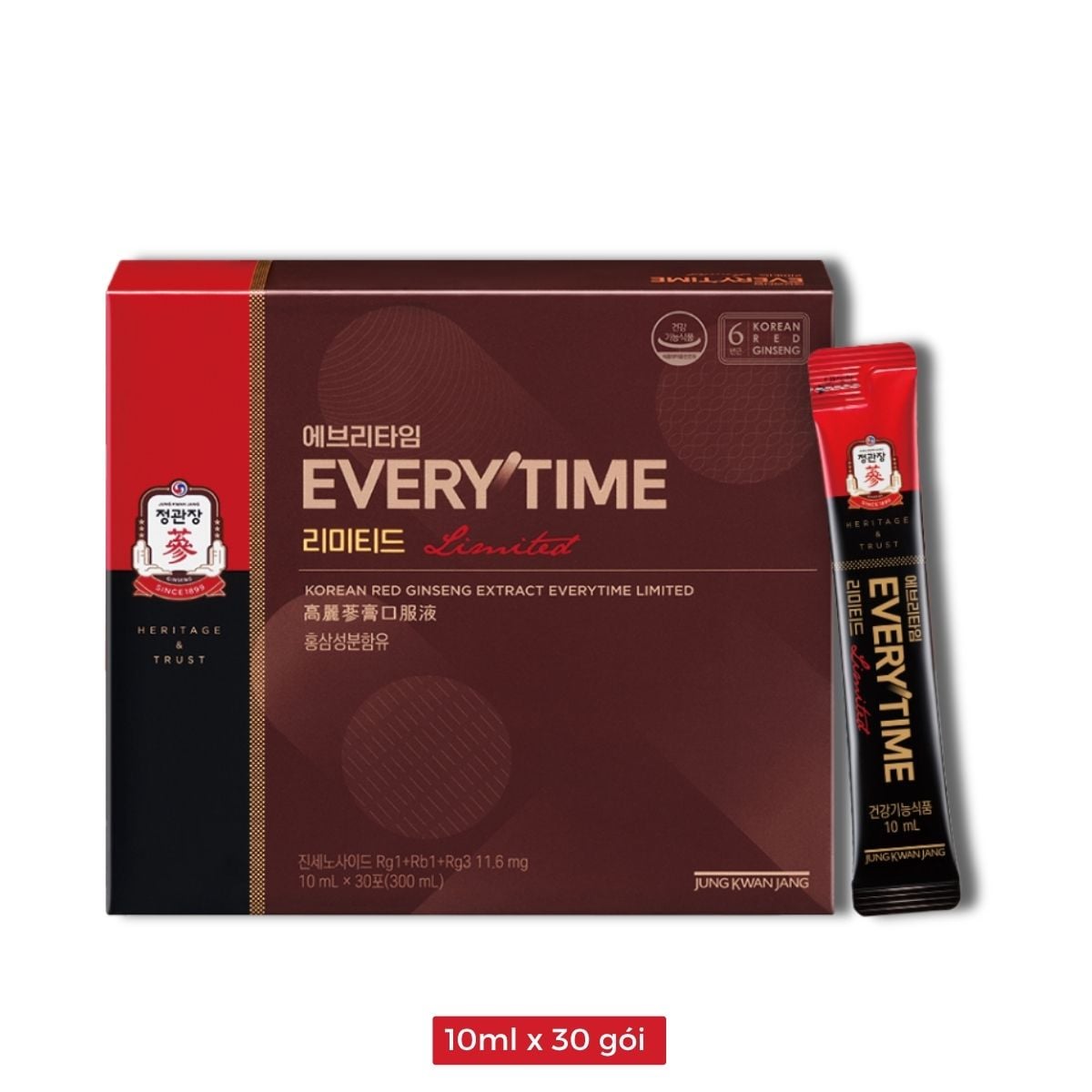 Tinh Chất Hồng Sâm Pha Sẵn KGC Extract Everytime Limited 10ml x 30 gói