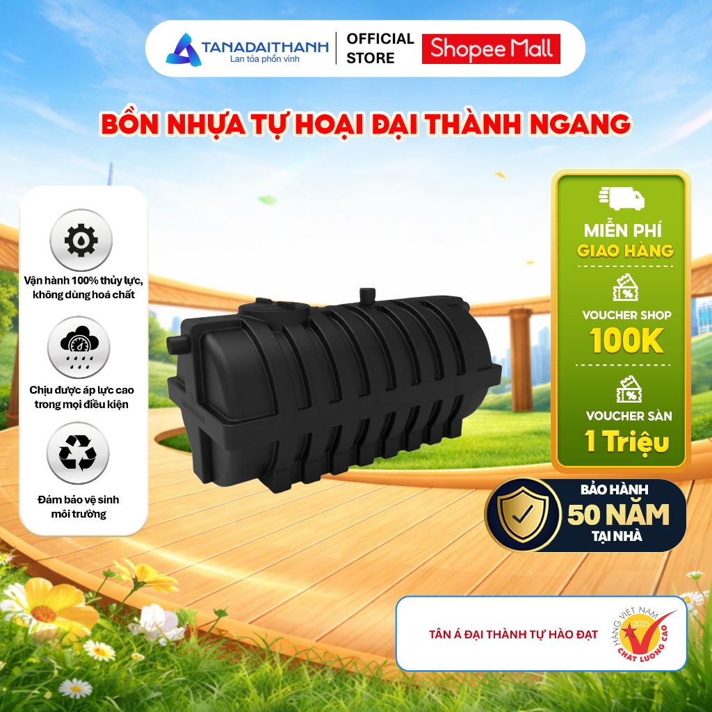 [GIAO MIỀN BẮC] Bồn nhựa tự hoại Đại Thành Ngang 1700N 2200N - Chính hãng, Bảo hành 50 năm