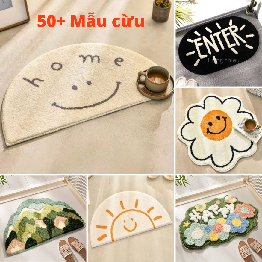 Thảm lau chân lông cừu, thảm chùi chân 50 mẫu siêu thấm nước đế cao su chống trượt trải lót sàn nhà bếp 40x60cm - X07