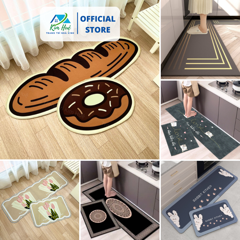 Thảm bếp BALI, Bộ 2 thảm trang trí Decor nhà bếp loại đẹp (Mặt sau đế cao su chống trơn trượt ) X02