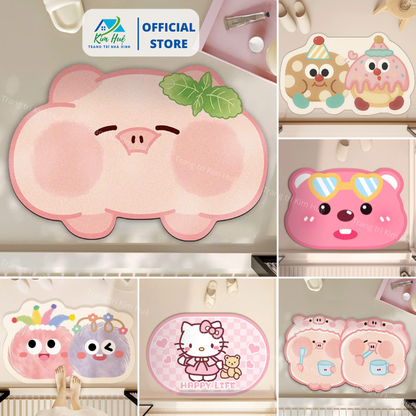 Thảm lau chân họa tiết Noel, thảm chùi chân nhà bếp capybara đế cao su chống trơn trượt 40x60cm Kim Huệ X01