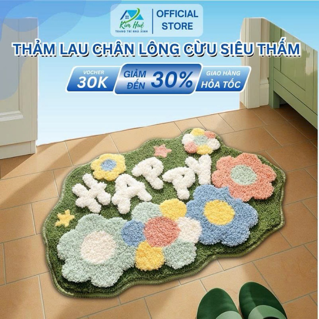 Thảm lau chân chùi chân lông cừu 40x60cm , thảm trải sàn bếp decor trang trí phòng ngủ cửa ra vào - X07