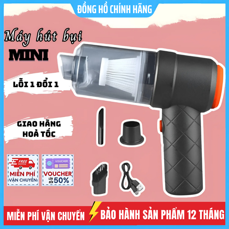 Máy hút bụi cầm tay mini lực hút siêu mạnh hút bụi ô tô giường đệm sạc USB