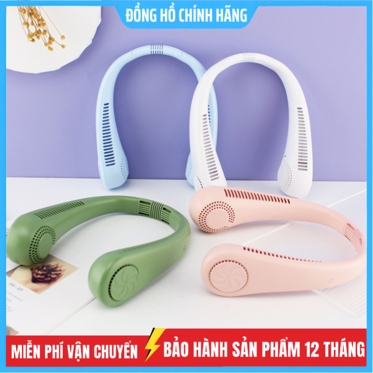 Quạt đeo cổ mini không cánh thổi 360 độ có 3 chế độ gió , Dáng Thể Thao -Quạt tích điện mini siêu phẩm hè