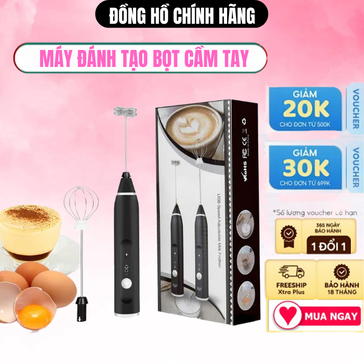 Máy Đánh Trứng ,Tạo Bọt CaFFe, Milk Frother 3 Tốc Độ Loại Sạc Điện