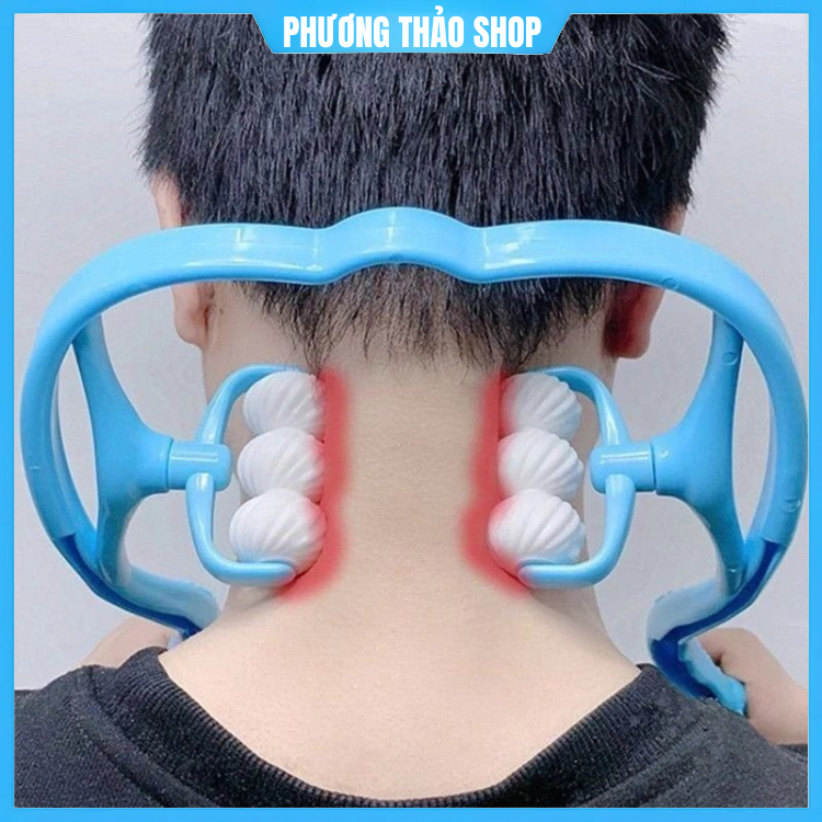 Dụng Cụ Massage Cổ Vai Gáy Cầm Tay 6 Con Lăn, Thư Giãn Cơ Bắp, Massage Cổ Và Toàn Thân Thiết Kế Đơn Giản Tiện Dụng...