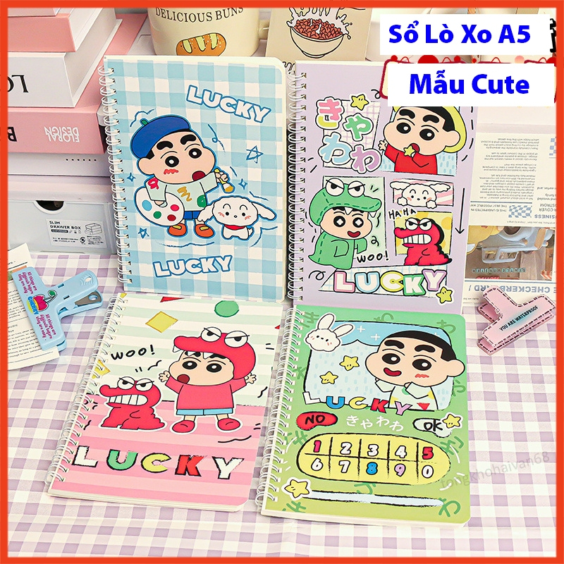 Sổ lò xo A5 dễ thương, sổ tay ghi chép tiện lợi và phong cách đáng yêu có thiết kế đơn giản tiện dụng