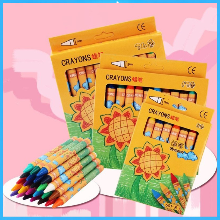 Bút Sáp Màu Cho Bé Tô Vẽ 8,12,24 Màu Không Độc Hại Bẩn Tay  Và Tiện Dụng