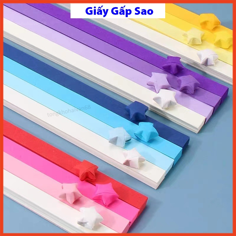 Giấy gấp sao 540 tờ dài 24cm, giấy origami nhiều màu dạ quang nhiều màu lựa chon.