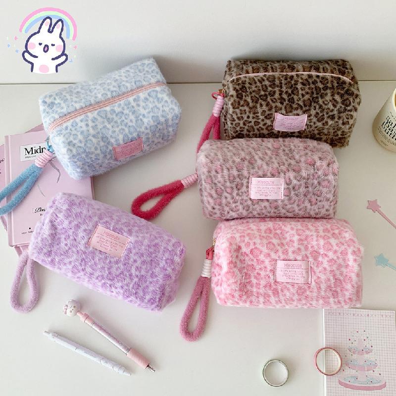 Sang Trọng Da Báo In Túi Trang Điểm Dung Tích Lớn Di Động Túi Đựng Mỹ Phẩm Du Lịch Túi Vệ Sinh Có Tay Cầm Dây Kéo Đóng Cửa Chống Thấm Nước Cho Nữ