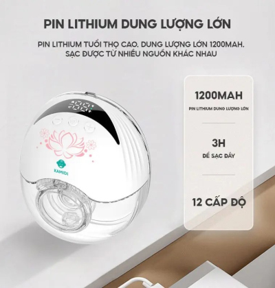 Máy Hút Sữa Rảnh Tay Không Dây Hoa Sen Kamidi Smart Cao Cấp, Hàng Chính Hãng, Bảo Hành 12 Tháng