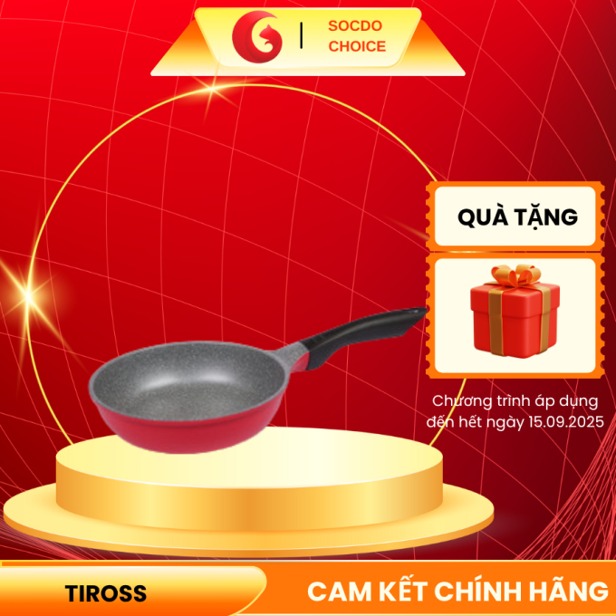 Chảo chiên sâu lòng Tiross TS6113 Phi 28cm,  nhôm đúc, chống dính Marble bền mãi, dùng mọi mếp, dễ vệ sinh