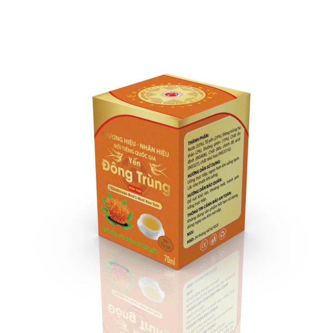 Yến Đông Trùng Hạ Thảo Kon Tum 70ml – 25% Yến Tươi, Bổ Dưỡng Tăng Sức Đề Kháng, Hộp Quà Cao Cấp